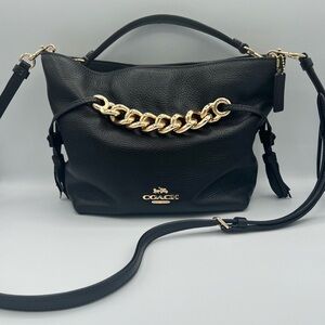 Coach Andy Chain Crossbody Bag - Black Pebble Leather
